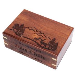 Buck Deer Urns <b>for</b> Adult <b>Ashes</b> Memorial Urn Handcrafted in Rosewood Deer Tree Wooden Urn - Product Image 2