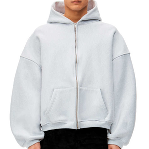 Sweat à capuche zippé en molleton de haute qualité, personnalisé, streetwear d'hiver, uni, teinture unie, logo personnalisé, double couche - Product Image 1