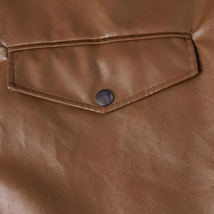 Chaquetas de cuero de invierno informales simples clásicas para hombres Lona transpirable y resistente al viento con logotipo frontal - Product Image 6