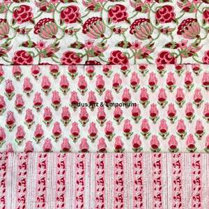 Tissu en coton imprimé à la main, 60x60, tissu de course, imprimé traditionnel de Jaipur, tissu en coton - Product Image 3