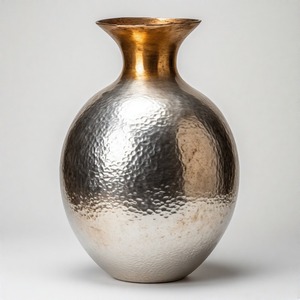 Juego de jarrones reales NobleCraft Majestic Bloom, centro de mesa elegante de aluminio dorado martillado para sala de estar o exhibición de vestíbulo de Hotel - Product Image 5