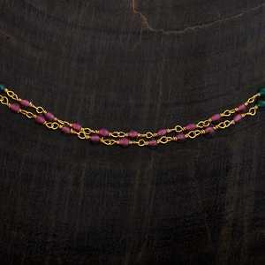 Collar Religioso Vintage Silver Temple 173485, Cadena Figaro Chapada en Oro, Diamante y Perla, Piedra Principal de Oro de 18K, Baño de Rodio, Joyería de Regalo - Product Image 3