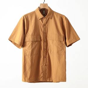 <b>Men</b> Clothing Japanese Simple Cargo Pocket Short Sleeve <b>Shirt</b> <b>Men's</b> Fashion Business <b>Summer</b> Relaxed Casual Solid Color <b>Shirt</b> - Product Image 1