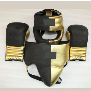 Ensemble de boxe en cuir véritable, nouveaux gants de boxe en cuir personnalisés, ensemble de boxe professionnel, équipement d'entraînement de boxe, protège-poitrine - Product Image 4