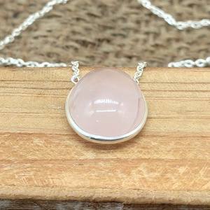 Handmade 925 Sterling Silver <b>Necklace</b> <b>Rose</b> <b>Quartz</b> Gemstone Designer Chain Oval Shape Pendant Fine Jewelry for Anniversary Gift - Product Image 6