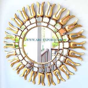 Métal Laiton Plaqué Or Nouveau Miroir Mural Décoratif Fantaisie Haute Qualité Moderne Offre Spéciale Créatif Miroir Mural Suspendu Pour Fourniture - Product Image 2