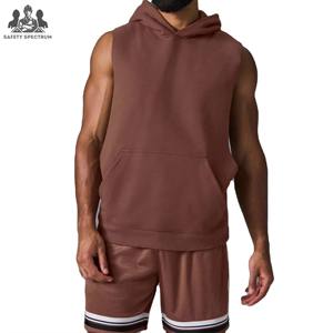 <b>Men's</b> 100% Cotton <b>Sleeveless</b> <b>Hoodies</b> for Workout Gym Fitness-Eco-Friendly Breathable Outdoor Bodybuilding Muscle Wear - Product Image 1