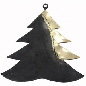 Estilo Vintage Latón Y Hierro Navidad Decorativo colgante X-Mas Tree Color Negro Y Oro Hecho A Mano X Mas Tree - Product Image 1