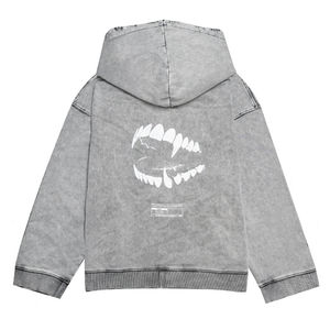 Custom Vintage <b>Zip</b> <b>Hoodie</b> for Men New Fashion Streetwear Heavyweight Acid Washed Distressed Digital Printed for Winter - Product Image 2