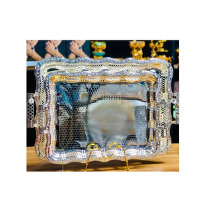 ถาดเสิร์ฟอาหารตกแต่งโต๊ะเงินและทองพร้อมที่จับดีไซน์โบราณสําหรับอุปกรณ์ครัวในบ้าน - Product Image 2