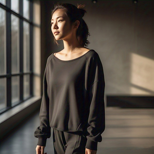 Épaule tombante Femmes Noir Casual Baggy Square Neck Winter Streetwear Mid-Weight Fleece Sweatshirt Personnalisable Haute Qualité - Product Image 1