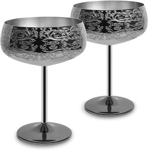 Contemporary metal wine <b>goblet</b> with sturdy structure and classic elegance ideal for long term use and festive dinners - Product Image 3