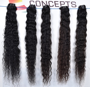 Extensiones de cabello humano indio rizado natural alineado con cutícula virgen 100% al por mayor onda profunda suelta sin procesamiento químico - Product Image 3