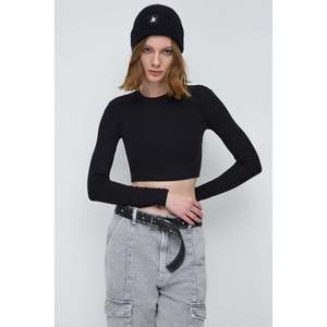 Blusa Corta Informal y Elegante para Mujer, Cuello Redondo, con Lentejuelas Bordadas, Satén, Seda, Chifón, Tejido, Talla Única XS-XL para Fiesta - Product Image 2