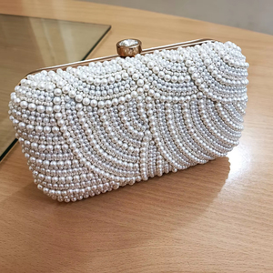 Pochette perlée blanche de luxe faite à la main pour soirée sac à main de mariage élégant sac à main de créateur OEM personnalisé - Product Image 1