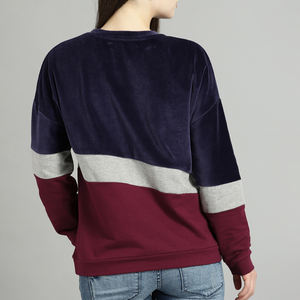 Sweat-shirt d'hiver personnalisé pour femme, col rond, avec logo frontal, couleur unie, en tissu polyester/coton, pour usage décontracté, vente en gros - Product Image 4