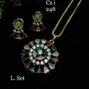 Top Quality for Navaratna set Natural Gemstone 925 Sterling Silver Pendant Necklace And Earrings Set For Wholesale Supplier