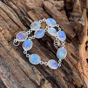 Bracelet en pierre de lune fait main, argent sterling 925, bijoux en pierres précieuses pour femmes, cadeau en pierre naturelle - Product Image 1