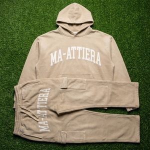 Conjunto de Sudadera con Capucha Beige y Pantalones Cargo para Hombre, Estilo Urbano, Oversize, de Algodón y Felpa, Venta al Por Mayor OEM - Product Image 5