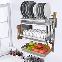 Égouttoir à vaisselle mural en acier inoxydable perforé à 3 niveaux, design personnalisé, avec bac d'égouttement