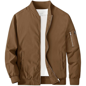 Chaqueta de vuelo Bomber Softshell ligera para hombre, cuello levantado, cremallera completa, informal, elegante, cortavientos de Golf para Primavera, teñida lisa - Product Image 4