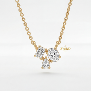 Collar con Colgante de Diamantes Cultivados en Laboratorio de Varias Formas, Plata de Ley 925, Chapado en Oro, Collar de Diamantes de Diseño para Mujer, Lujoso - Product Image 2