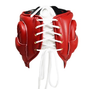 Protector de cabeza ganador personalizado de alta calidad, equipo de entrenamiento de boxeo duradero de Color dorado de cuero genuino con empuñaduras de cierre con cordones - Product Image 4