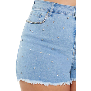 Shorts en jean pour femmes, entièrement ornés de strass, décontractés, respirants, élégants, vêtements d'été de haute qualité, streetwear pour femmes - Product Image 6
