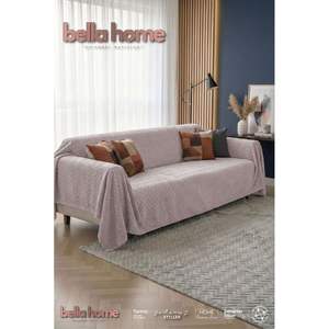 Funda de Sofá Bella Home Wellsoft con Respaldo de Espuma, Color Rosa Polvo, Patrón Geométrico, Estilo Europeo, Elástica, Textura Suave, Base Antideslizante - Product Image 1