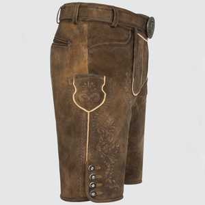 100% tenue bavaroise traditionnelle en cuir véritable pour Oktoberfest respirant Lederhosen avec motif et décorations de boutons vente - Product Image 3