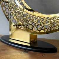 Centre de table islamique géométrique moderne en acier inoxydable de qualité supérieure, fait main, découpé au laser, durable et léger, motif lune, pour le Ramadan