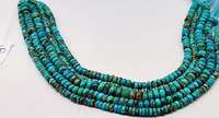 Perles de turquoise naturelle, véritable Arizona Kingman Turquoise lisse polie Rondelle plate ronde