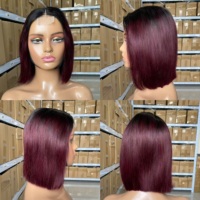 Proveedor Mayorista de Pelucas Vietnamitas, Peluca de Cabello Natural Color Piano, Peluca de Cabello Humano Liso SDD de 8 Pulgadas 2X6
