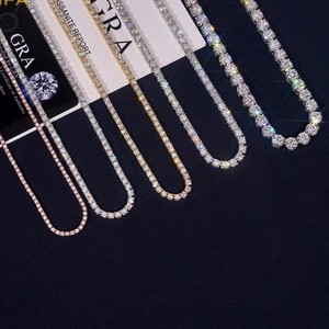 สร้อยคอเพชรมอิสซาไนท์ล็อคโซ่เทนนิสลายล่าสุดสไตล์ฮิปฮอปเครื่องประดับทองคุณภาพสูงสำหรับงานเลี้ยงของผู้หญิง - Product Image 5