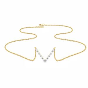 Collier en grappe de diamants de laboratoire coupe baguette et ronde Collier de mariage en diamant baguette style V Collier pour femme coupe ronde Eco - Product Image 3