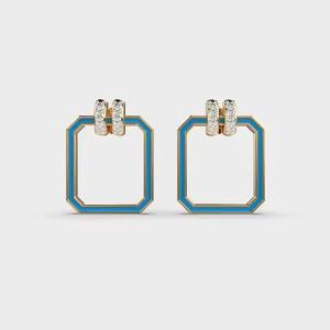 Pendientes colgantes de diamantes reales de corte ovalado fabricados en la India con marco de Halo para regalos formales disponibles a precio de fábrica - Product Image 2