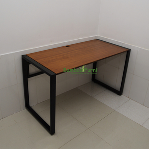 SB003b Bamboo Wood <b>Desk</b> with Iron Frame and Natural Color Trim Size 120x60x75 (cm) - Product Image 2