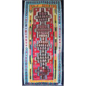 Un kilim Sanandaj vintage auténtico, hecho a mano y único, de 9'0 x 4'0. - Product Image 1