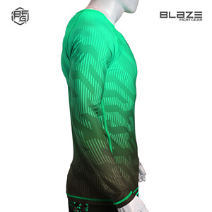OEM hombres manga larga Rashguard poliéster Spandex tela Jiu Jitsu engranaje para MMA y BJJ sublimación de compresión - Product Image 4