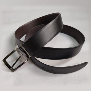 Two Double Sided Formal Reversible Alloy Buckle <b>Pin</b> Belts Genuine Leather Black Brown Custom Size Apparel Accessory Formal Meets - Product Image 3