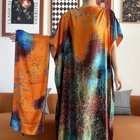 Nouvelles Tendances Robe Abaya Kaftan Femme Musulmane Ouverte à Capuche en Chiffon Brodé Manches Chauve-Souris Style Turc Africain Boubou