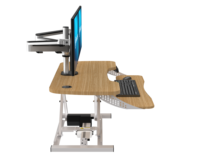 Convertisseur de bureau électrique réglable en hauteur VersaDesk PowerPro Elite, design moderne en bois, bureaux programmables pour le bureau