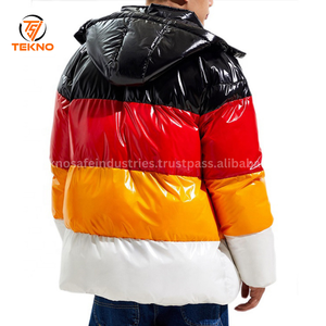 Chaqueta acolchada brillante cálida con capucha impermeable a prueba de viento de invierno nueva llegada de algodón orgánico chaquetas acolchadas de Color para hombres servicio OEM - Product Image 2