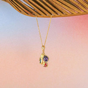Jeulia Custom Pear Birthstone <b>Initial</b> <b>Necklace</b>-Gold Plated Zircon Pendant - Product Image 6