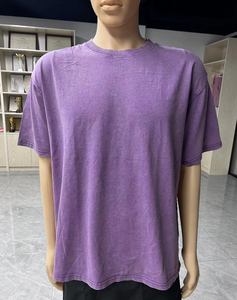 270gsm Algodón Lavado con ácido Vintage Desgastado Suelto O-cuello Camiseta de manga corta Hombro caído Camiseta lavada de gran tamaño para hombres - Product Image 6