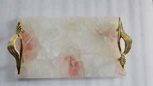 <b>Quartz</b> Rectangular Food Tray Customizable Design with Stainless Steel Wood Marble Plastic Round Pattern for Home Use - Product Image 4