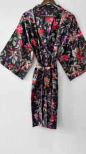 ชุดคลุมอาบน้ำกันหนาวให้ความอบอุ่นน้ำหนักเบาทำด้วยมือสไตล์อินเดียชุดกิโมโนผ้าฝ้ายลายดอกไม้สไตล์โบฮีเมียนผ้าทอพิมพ์ลายนก - Product Image 6