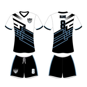 Ensemble d'uniformes de football respirant 100% tissu polyester uniforme sublimé garçons tenue de football short haut équipe porte conception personnalisée - Product Image 5