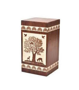 Venta al por mayor de urnas de cremación de madera hechas a mano de estilo americano moderno adulto hombre mujer funerario urnas decorativas - Product Image 3