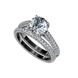 Aniversario de compromiso de 18kt y 14KT y anillos de pareja solitarios de boda para hombres y mujeres - Product Image 5